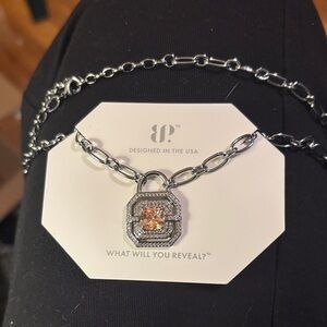 Smokey Topaz on Hematite Lock Necklace